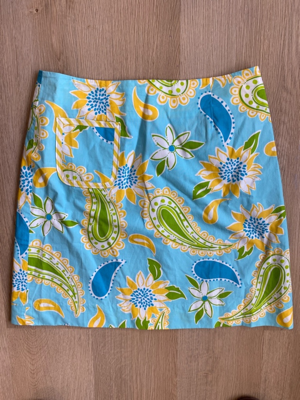 Lilly Pulitzer Blue Floral Paisley Mini Skirt Cotton Preppy Resort Size 8